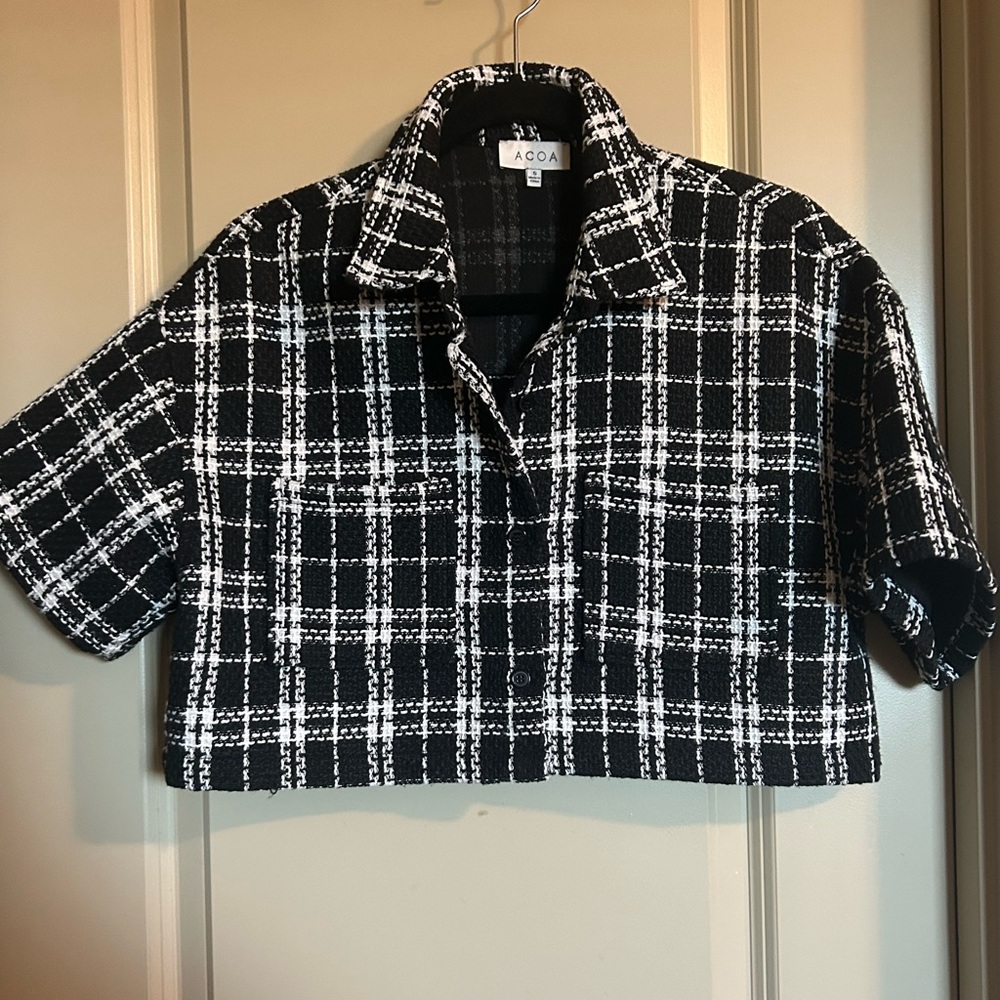NWOT Cropped Plaid Shirt
